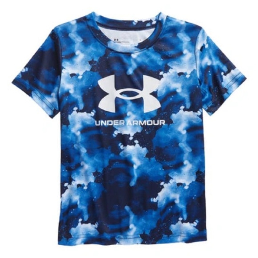 Under Armour Little Boys Cloud Camo Short Sleeve T Shirt Isotope Blue - NWOT